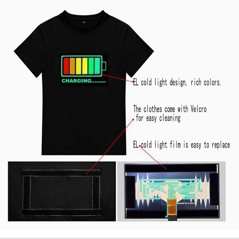 NEW UNISEX Sound Activated LED T-Shirt Light Up Flashing T-Shirt MICHEAL JACKSON - Picture 4 of 12